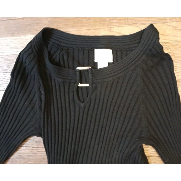 Womens Y2K Clubwear Ribbed Knit Silk Blend Buckle Accent Bodycon Sz Small Top - Picture 2 of 8